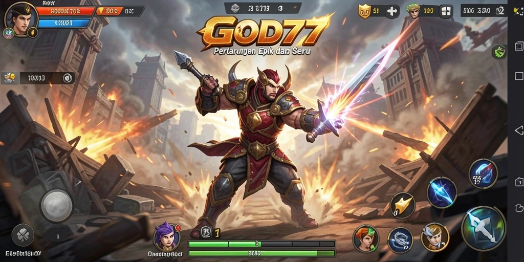 Gameplay GOD77 yang mendebarkan dengan berbagai pertarungan seru.