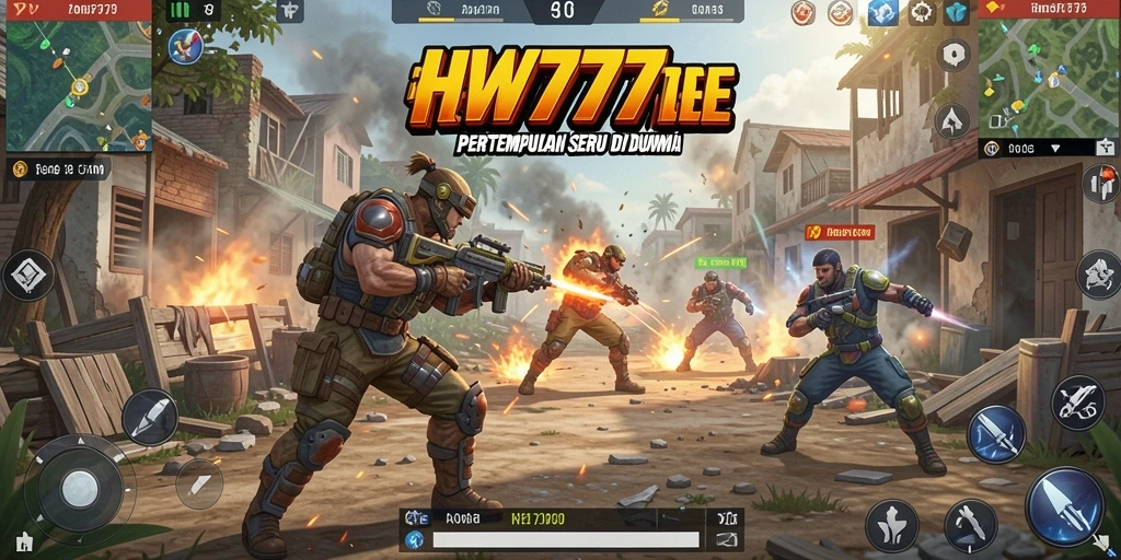 Screenshot HW777 menampilkan pertempuran seru dalam mode Battle Royale.