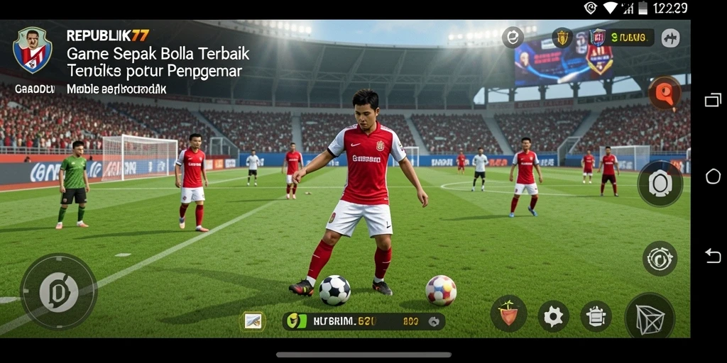 Tampilan gameplay yang intens dari REPUBLIK77, menyesuaikan taktik dalam sepak bola.