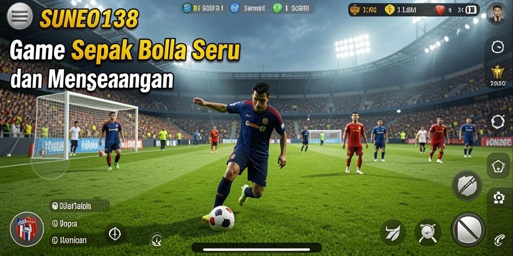 Screenshot gameplay <strong>SUNEO138</strong> menampilkan aksi mendebarkan di lapangan sepak bola.