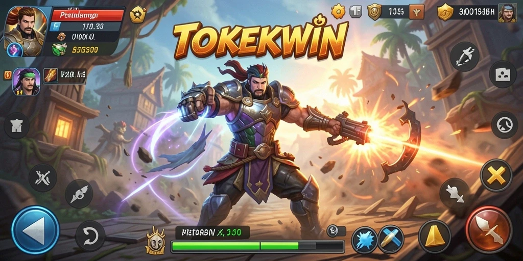 Screenshot utama TOKEKWIN menampilkan karakter bertarung dalam aksi seru.
