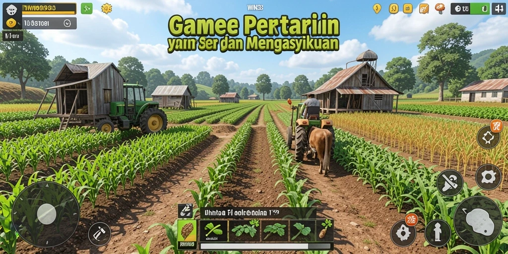 Screenshot gameplay WIN33 menampilkan aktivitas bertani yang seru dan interaktif.